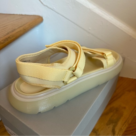 NEW Charles & Keith Recycled Polyester Velcro-Strap Sports Sandals - Yellow - Picture 8 of 11